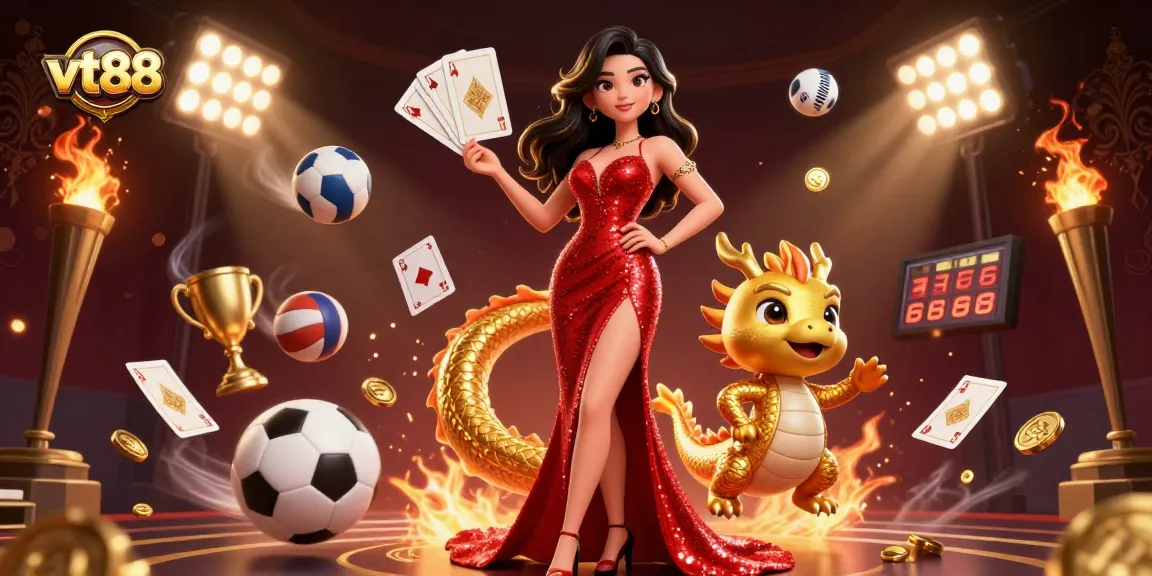 Join the highs of gaming at vt88 with an engaging 3D illustration showcasing exciting casino elements.