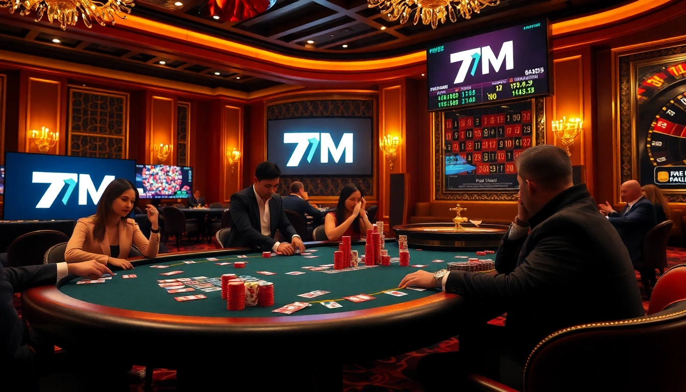 Experience the thrill of gambling at the 7M poker table, surrounded by excitement and luxury.