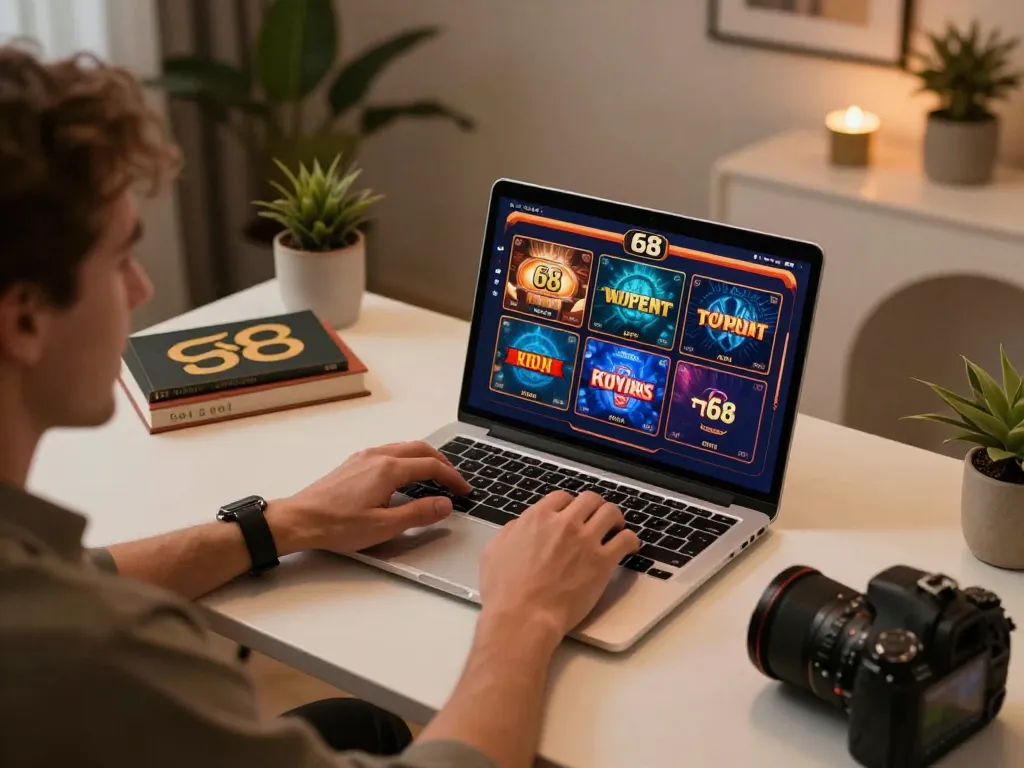 Twin68 player engaging in online gaming, showcasing excitement and responsible gaming environment.