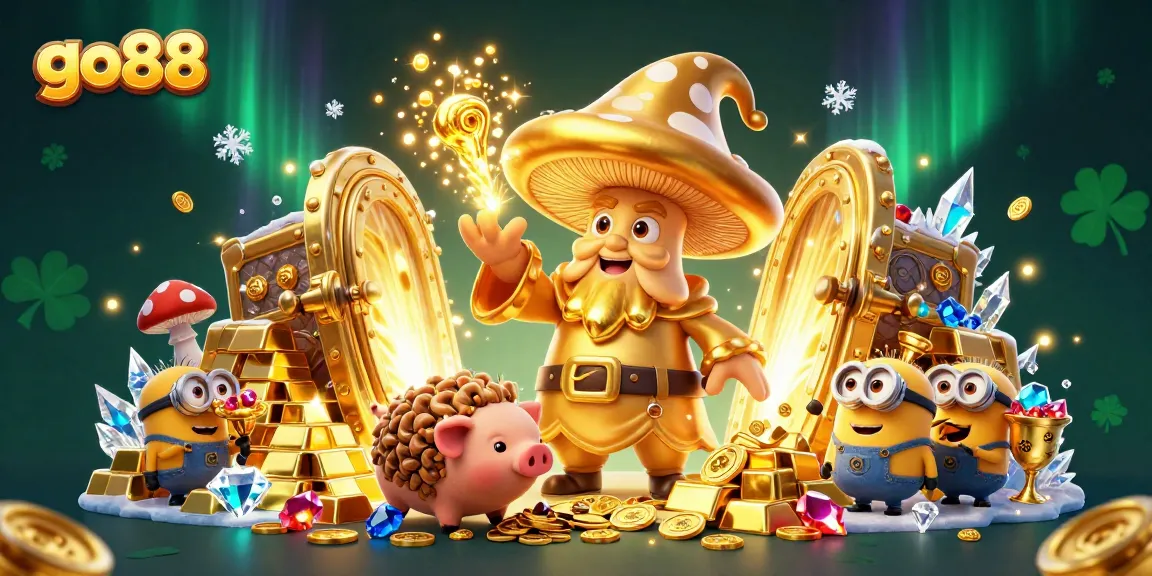 Experience winning moments at go88 with golden treasures and magical gaming elements surrounding vibrant characters.