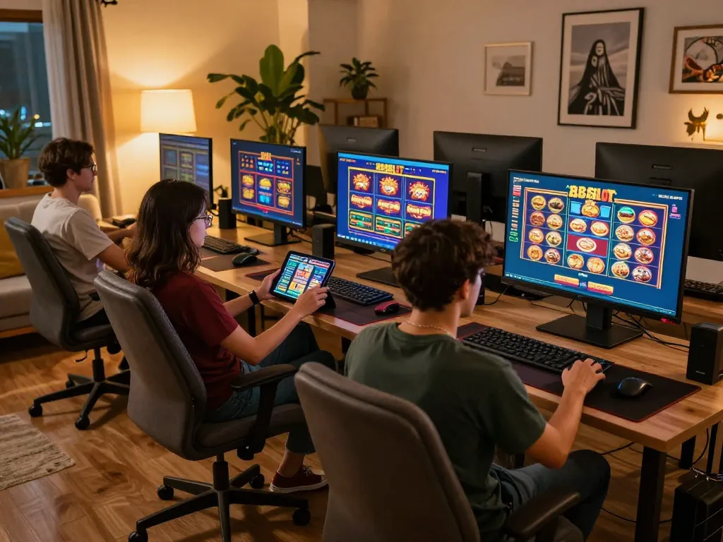 A person enjoying a gaming session on 888slot com interface on a tablet in a cozy home setting