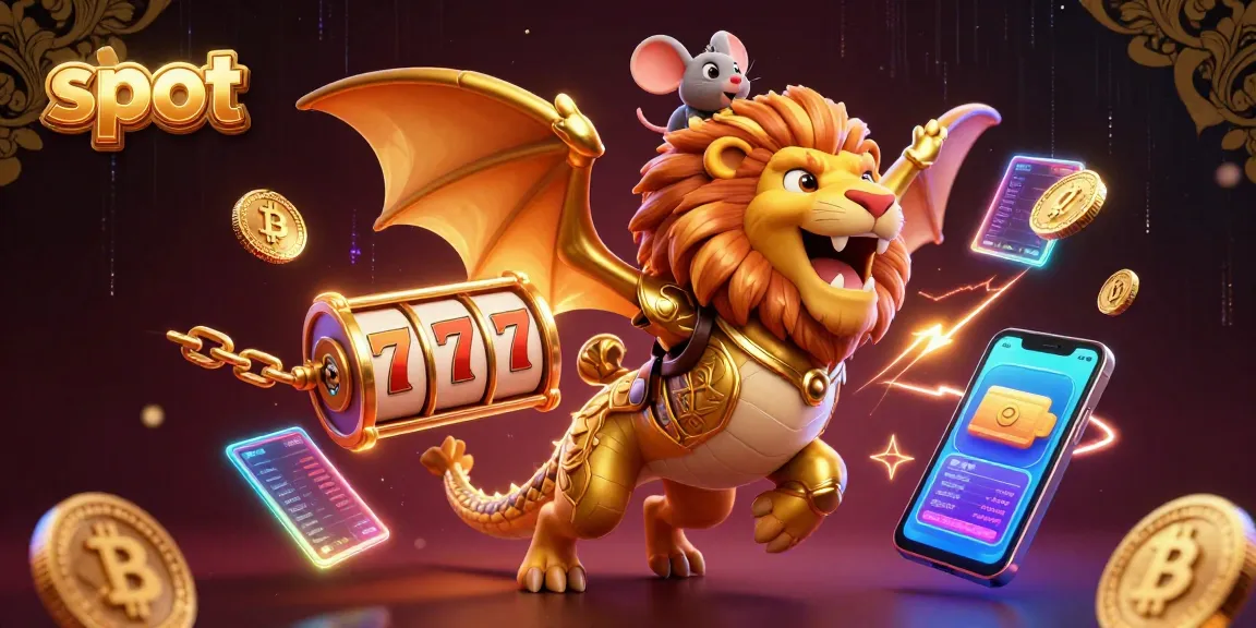 Spin the captivating slot reels with a magical chimera and mouse jockey amidst vibrant 3D visuals.