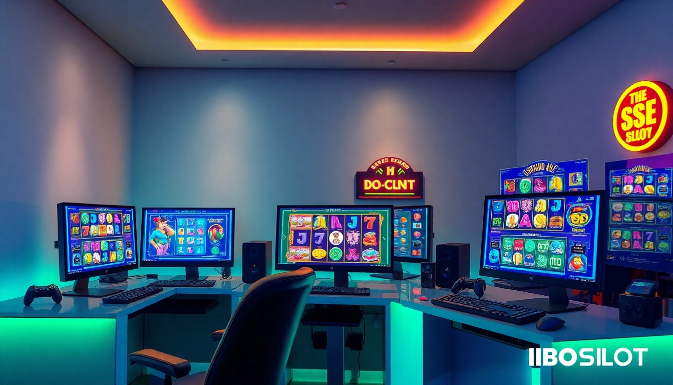 IBOSLOT digital gaming environment featuring vibrant slot interfaces and engaging elements