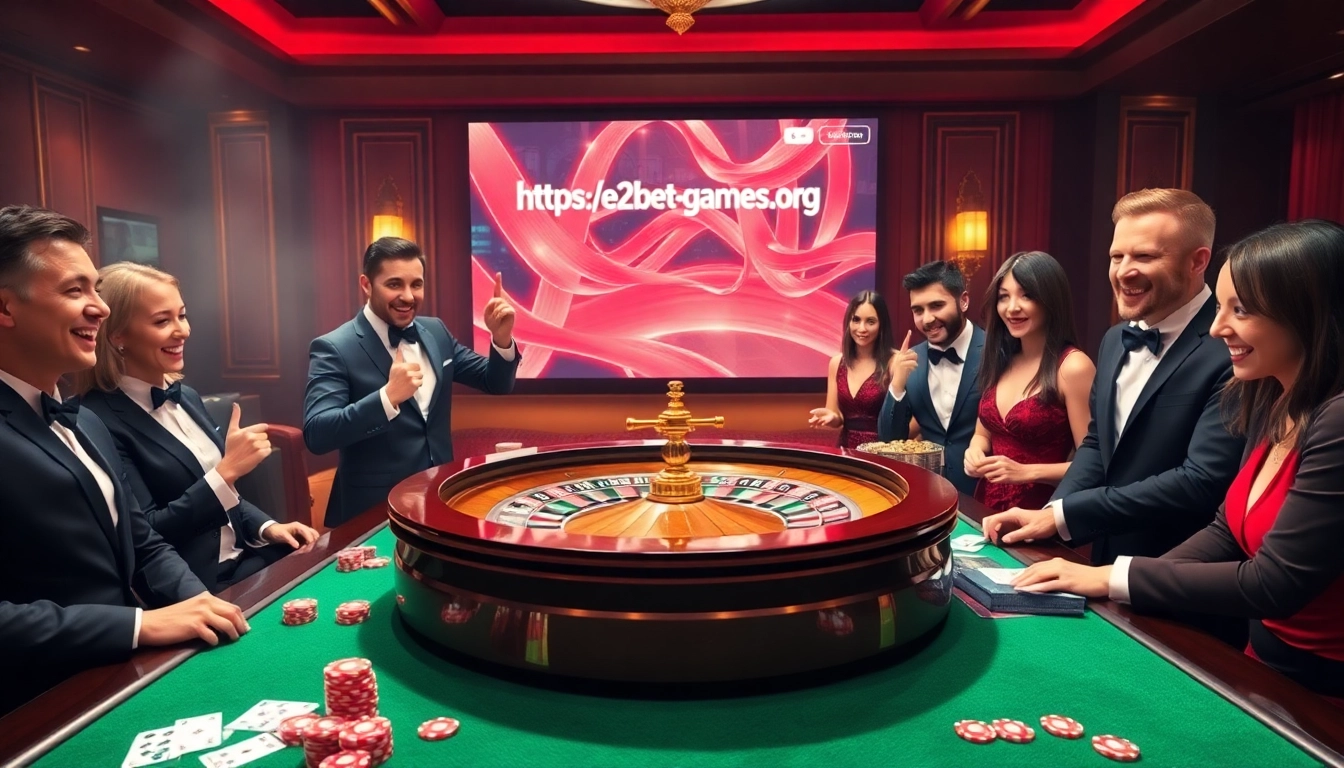 E2BET games showcase a vibrant roulette scene, embodying the excitement of online gambling.