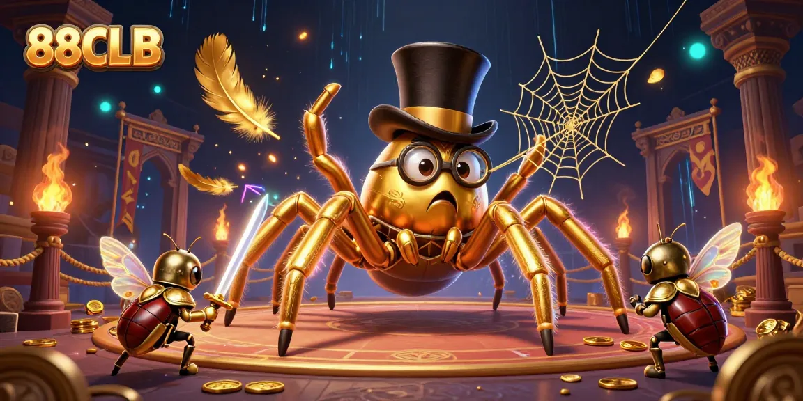 88CLB showcases a vivid 3D casino scene with a dynamic tarantula and beetle knight.