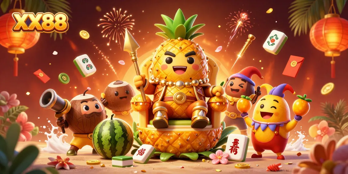 Engage with the vibrant XX88 beach casino scene featuring animated characters and thrilling games.