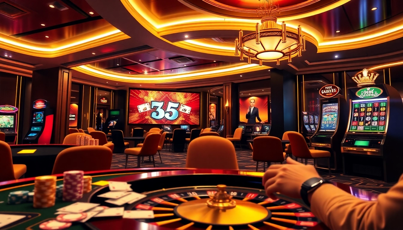 Experience thrilling online gambling at vb88 with a luxurious casino scene featuring poker chips and roulette.
