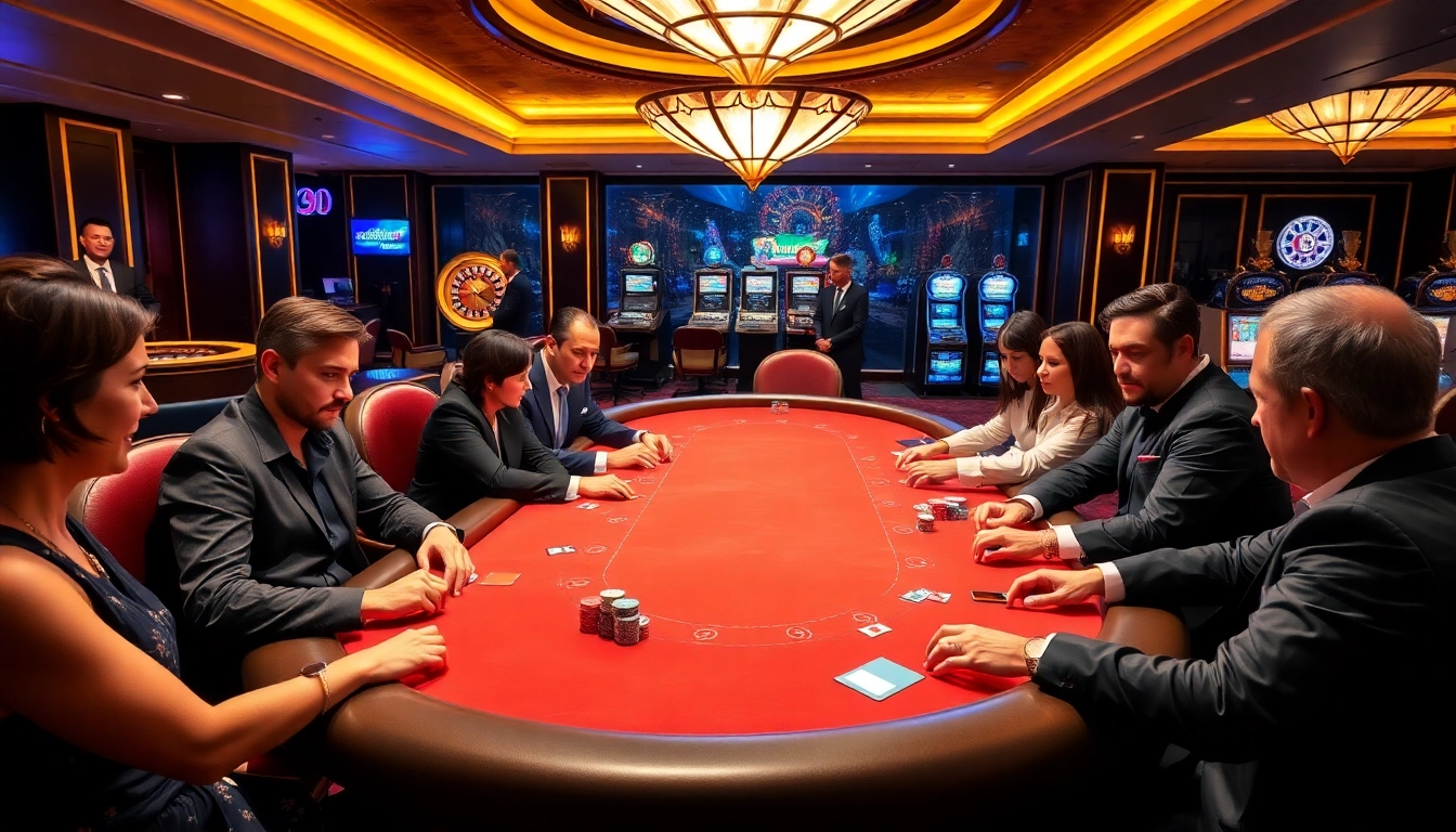 Experience thrilling poker gameplay at https://888vv.co.com/ featuring high-stakes players amidst luxurious decor.