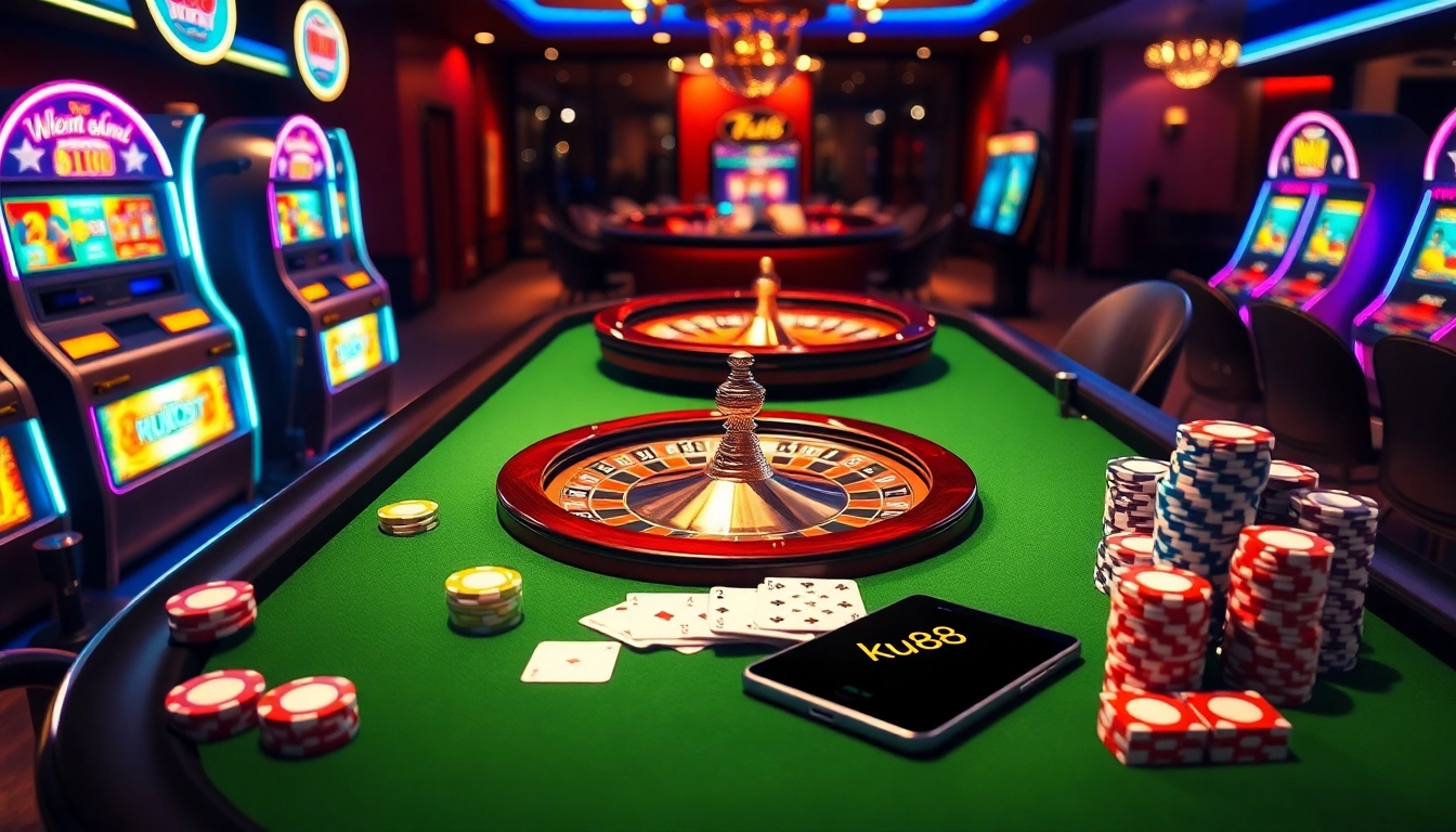 Experience the excitement at ku88 with vibrant casino tables and thrilling gaming interfaces.
