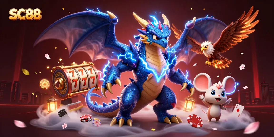 Experience thrilling gameplay with SC88 as vibrant characters animate around spinning slot reels.