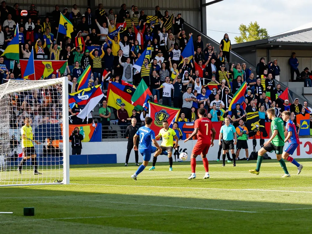 Exciting kèo bóng đá scene with players in action at a stadium