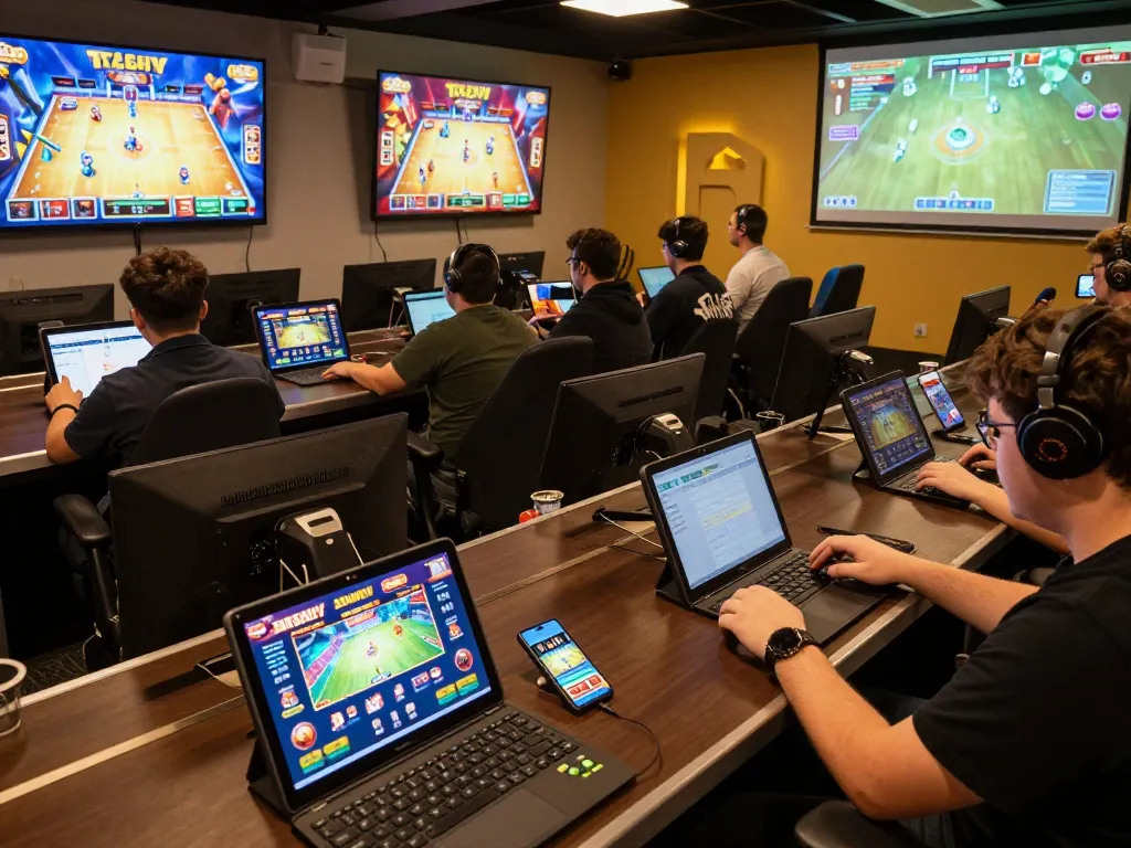 Players engaging on Sunwin mobile gaming app, showcasing dynamic gameplay with excitement and social interaction.