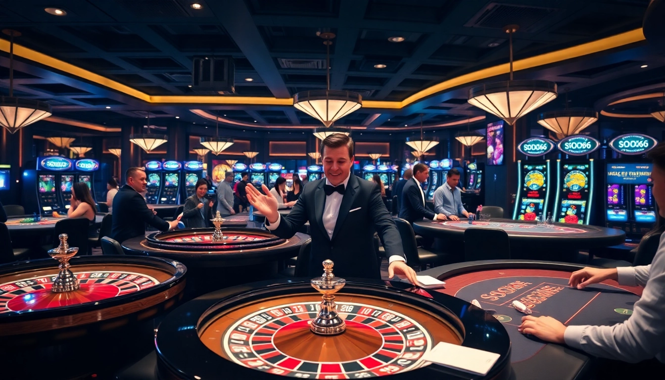 SODO66 Casino: Players enjoying exciting games with vibrant tables and elegant decor.
