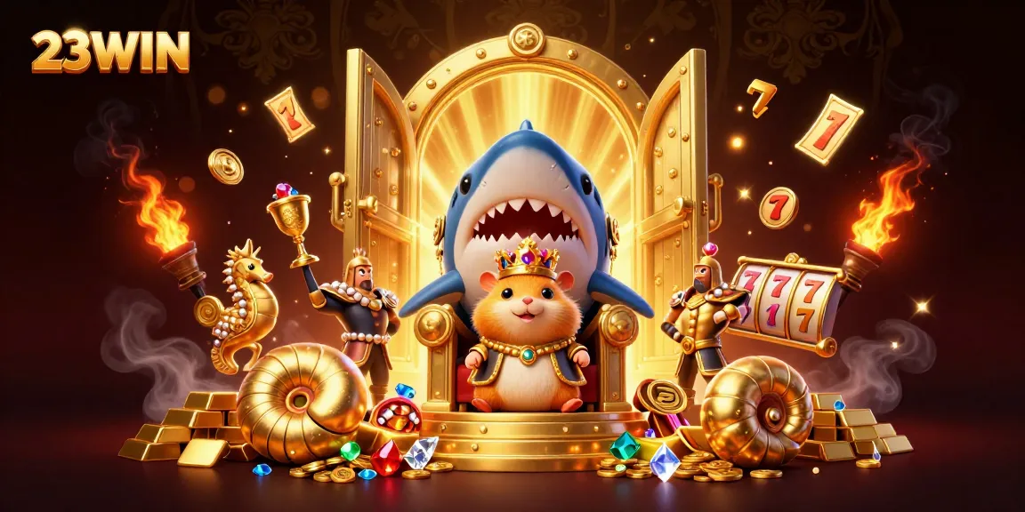 Experience the excitement of 23WIN casino with thrilling slot games and vibrant treasures in a stunning 3D scene.