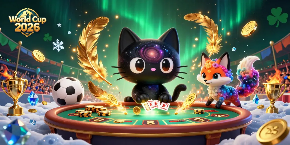 Experience sports betting excitement with World Cup 2026 in a vibrant cosmic casino atmosphere.