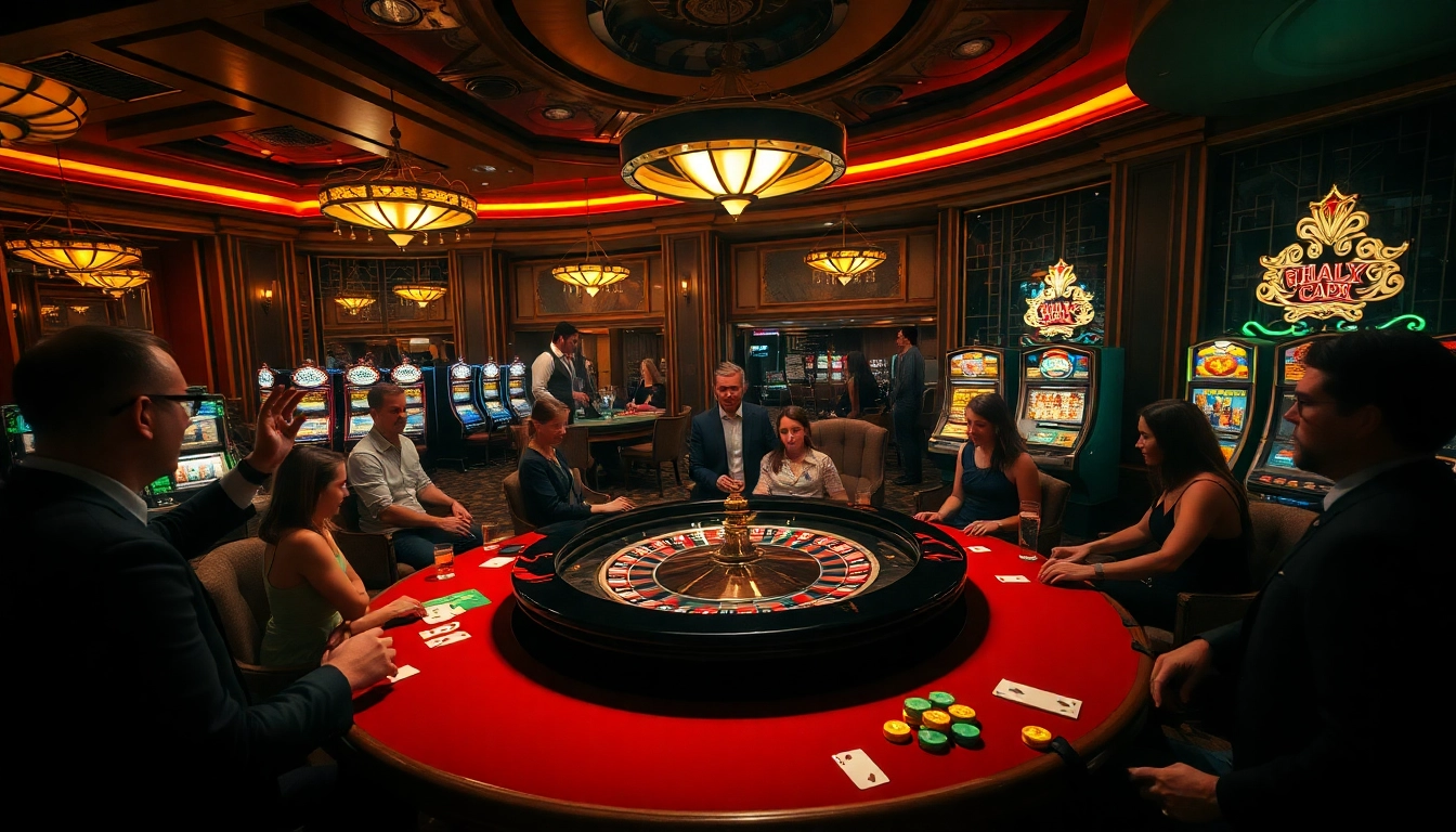 Experience the thrill of toptruyen with lively casino gameplay featuring roulette, slots, and excited gamblers.