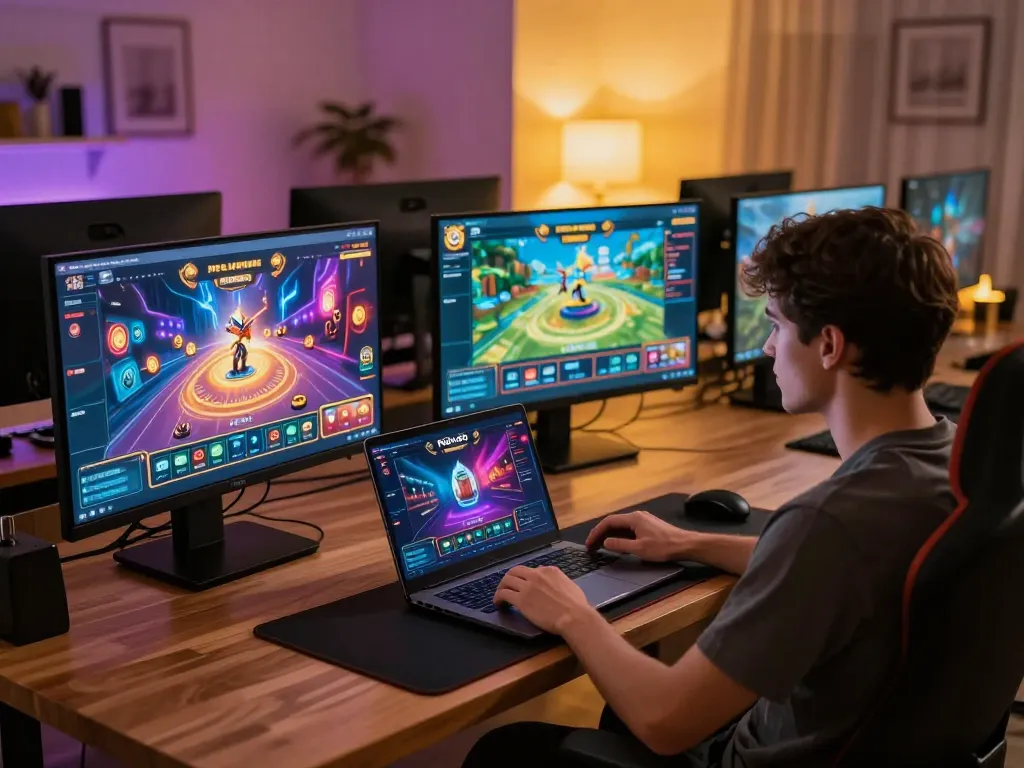 Nohu90 player enjoying a winning streak during an online casino session at home.