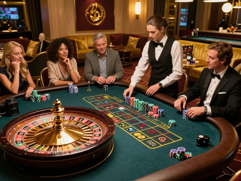 Players at a roulette table enjoying their experience at 98wincom with chips and winning bets.