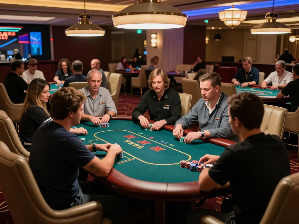 Players enjoying a high-stakes game of poker at Hi88's exclusive casino