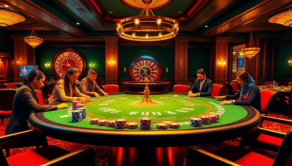 Playing poker at an upscale casino, showcasing eejl-themed excitement with chips and cards.