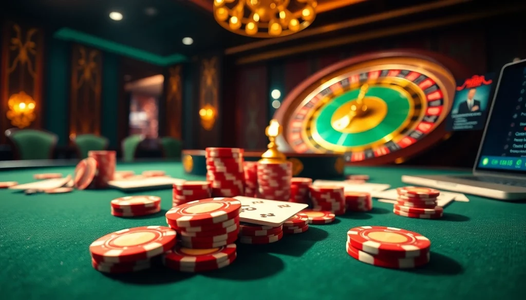 Experience world-class gaming at Fun88.com with a vibrant poker scene and roulette wheel.