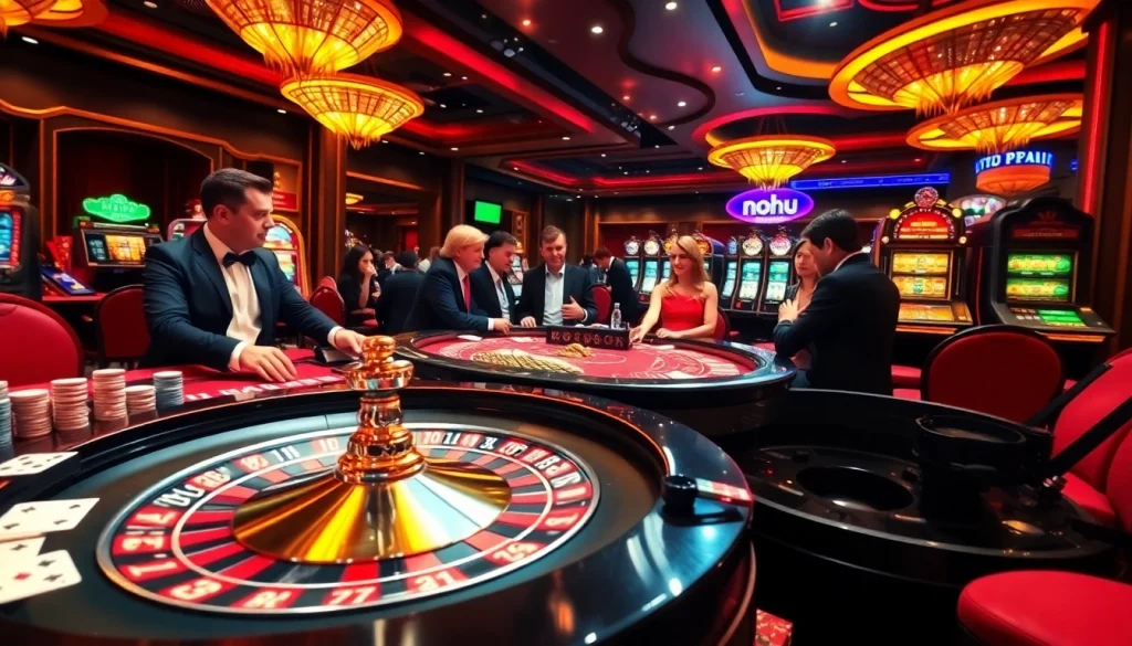 Nohu casino players enjoying engaging games at a vibrant table filled with excitement.