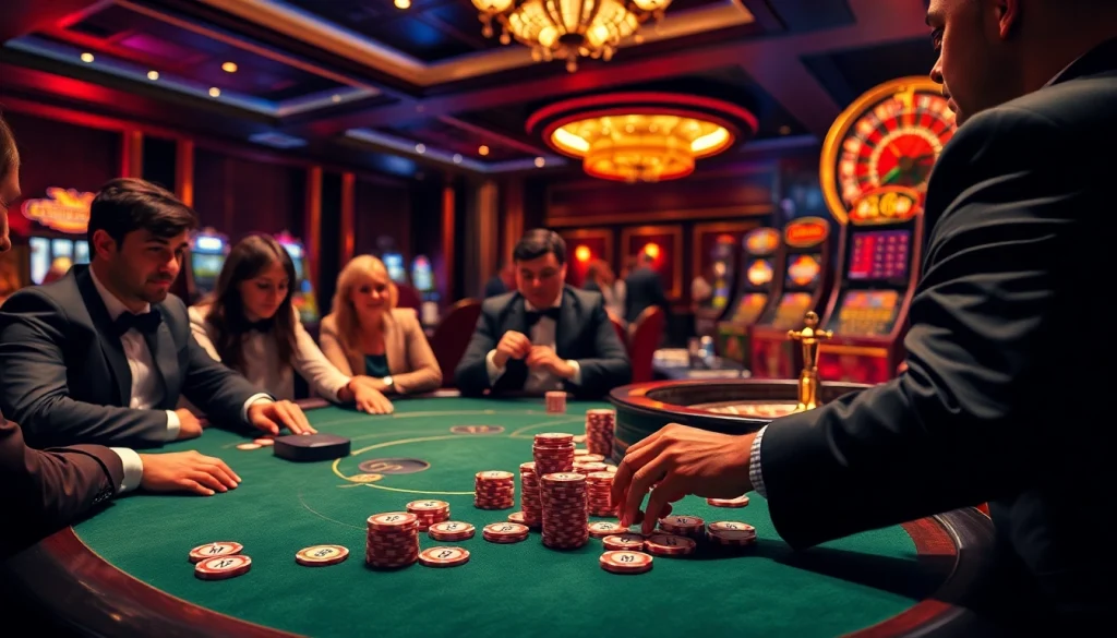 Experience the thrill of winning at MB66 with an exciting poker table scene in a luxurious casino setting.
