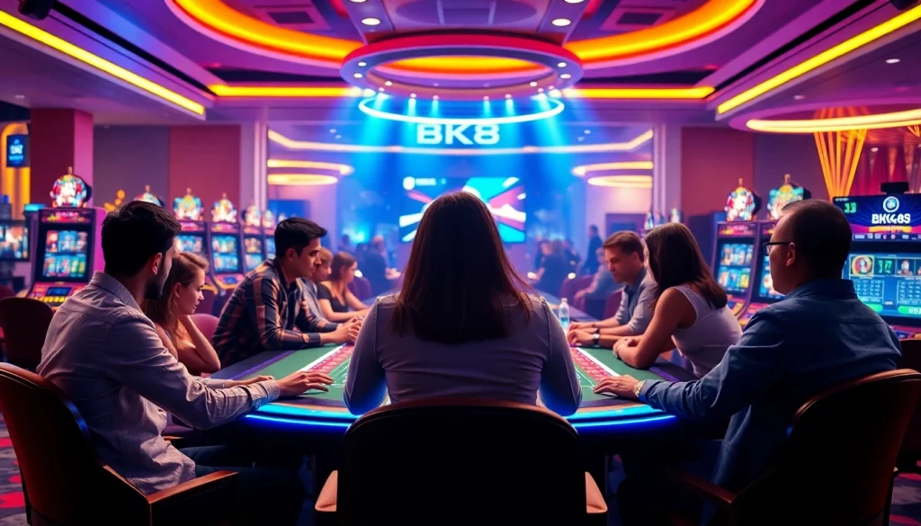 Experience online gaming thrills at BK860S with diverse players in an exciting casino setting.