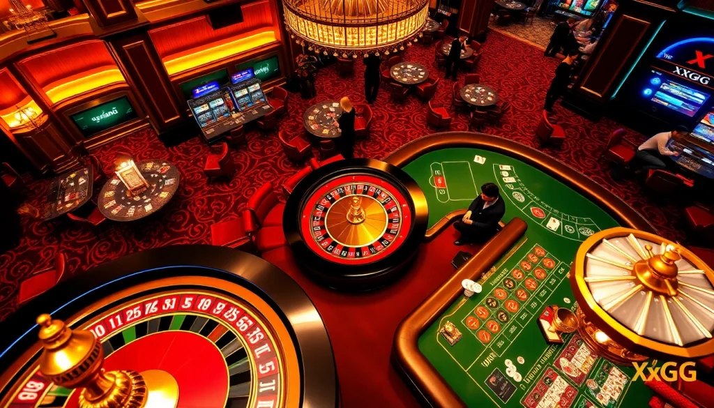 Experience the thrill of gaming at XXGG with vibrant casino tables and exciting jackpots.