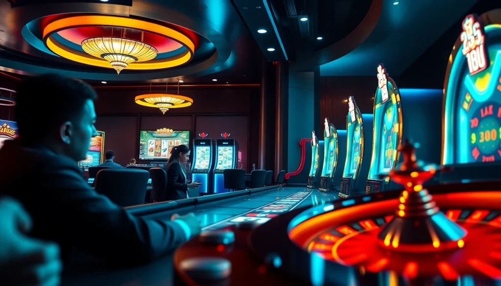 Experience the excitement of MMOO, where players enjoy a luxurious online casino atmosphere filled with thrilling games and vibrant visuals.