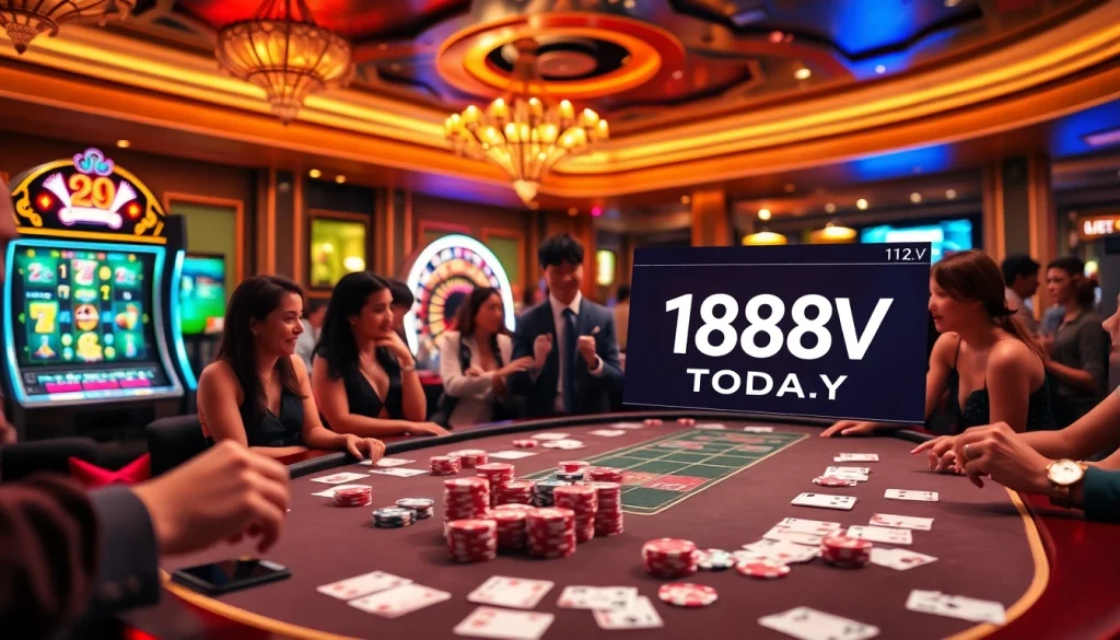 Players enjoying their time at a casino table, with the online platform https://188v.today/ featured prominently.
