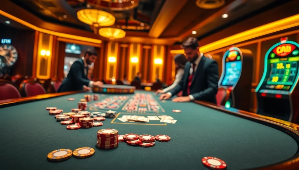 SumClub players excitedly place bets at a luxurious casino table, highlighting the thrill of gaming.