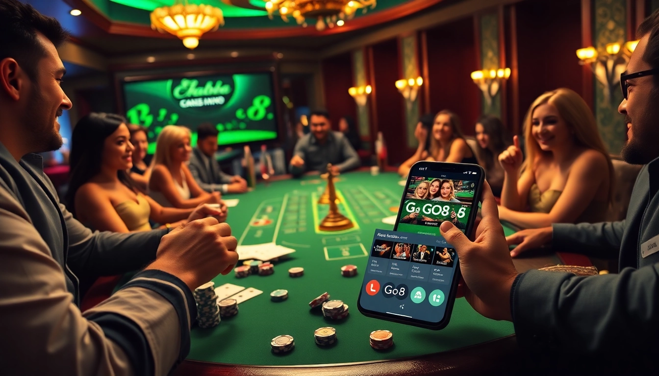 Experience the thrill of gambling with Go8 at a luxurious casino gaming table.