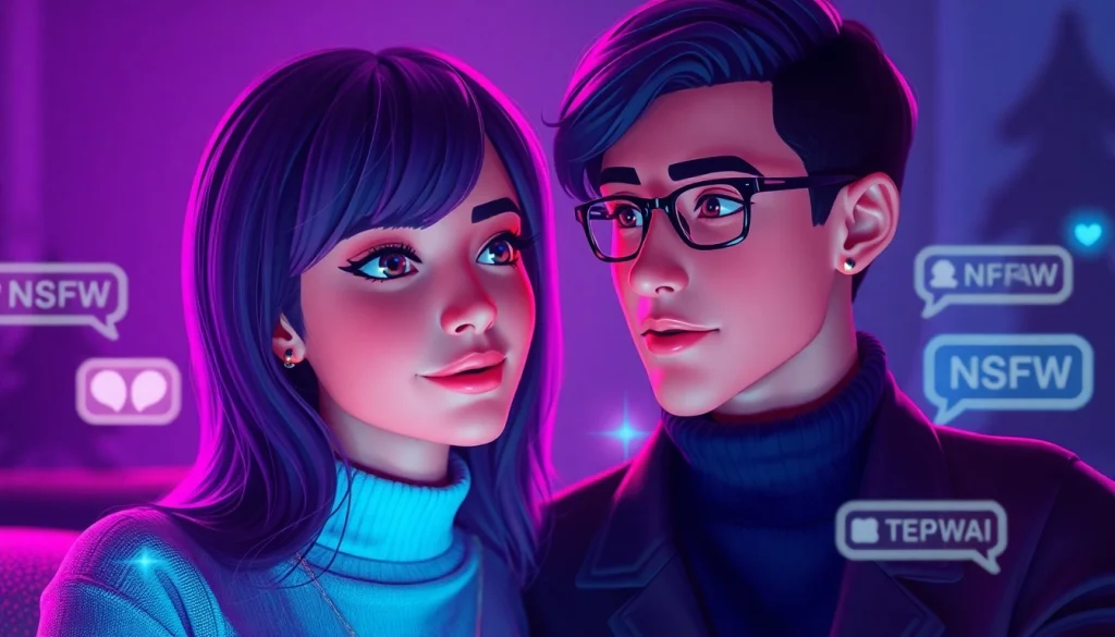 Engaging NSFW AI character chat scene highlighting digital interaction.