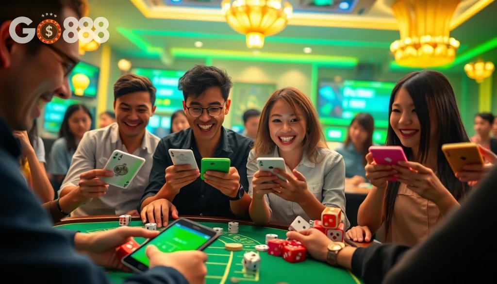 Cổng game Go88 showcasing enthusiastic players enjoying secure online gaming experiences.