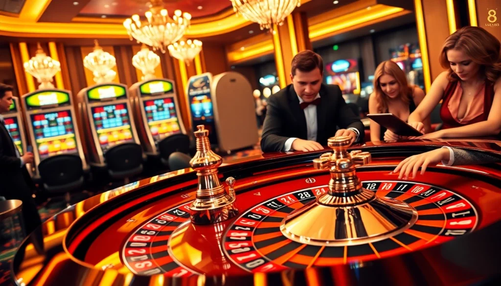 Experience the excitement of betting at https://luck8s.live/ with roulette, cards, and vibrant casino decor.
