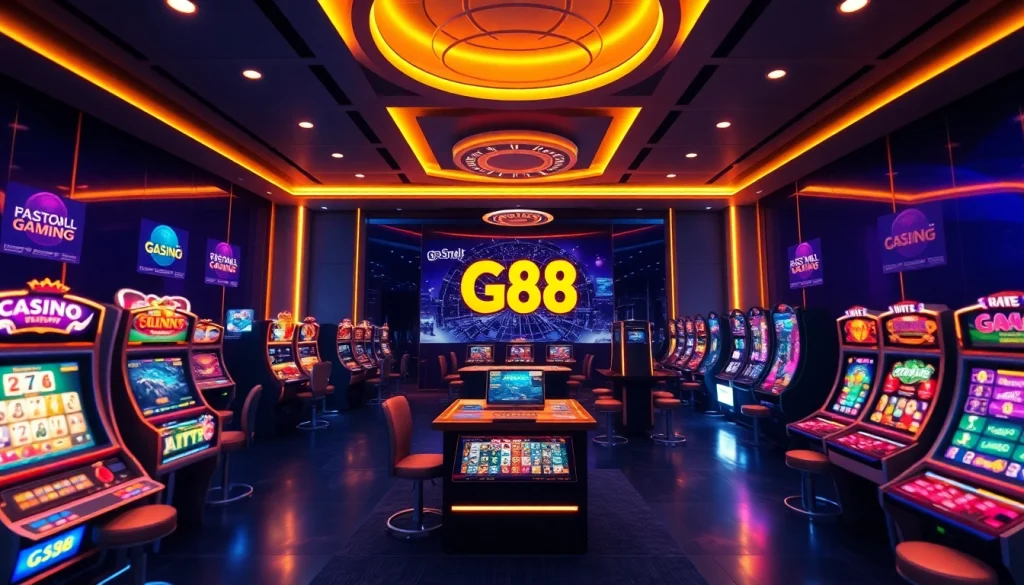 Experience the excitement of G88's vibrant online gaming platform with luxurious casino visuals.