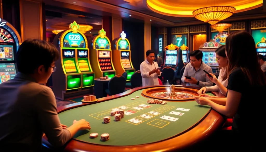 Experience the excitement of e28 Malaysia with a luxurious online casino scene featuring modern gambling elements.